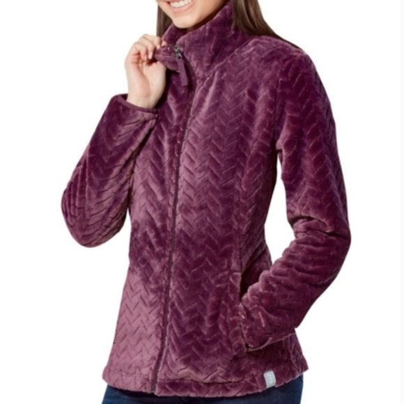 ๐ FREE COUNTRY Chevron Butter Pile Jacket Purple M NWT - Picture 2 of 12